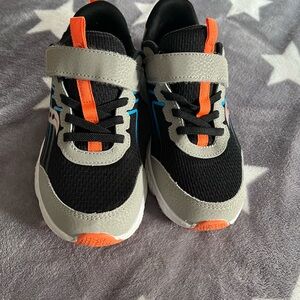 Saucony Kids Black Gray Sneakers with Orange & Blue Accents
